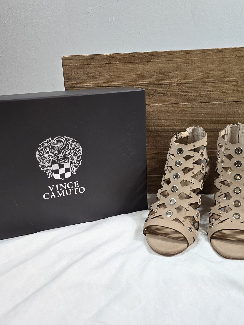Vince Camuto Nude Grommet Strappy Heels